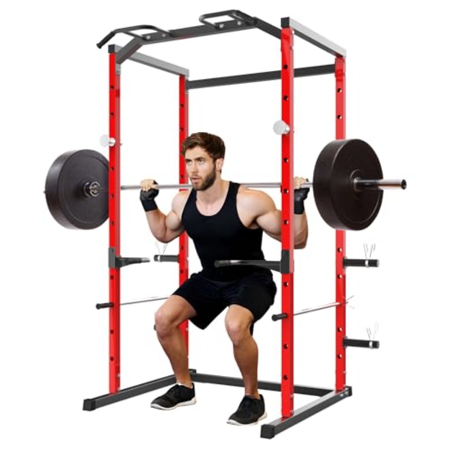 Squat Rack Power - Ayarlanabilir J-Kancaları ve Güvenlik Bağlantılarıyla Evde