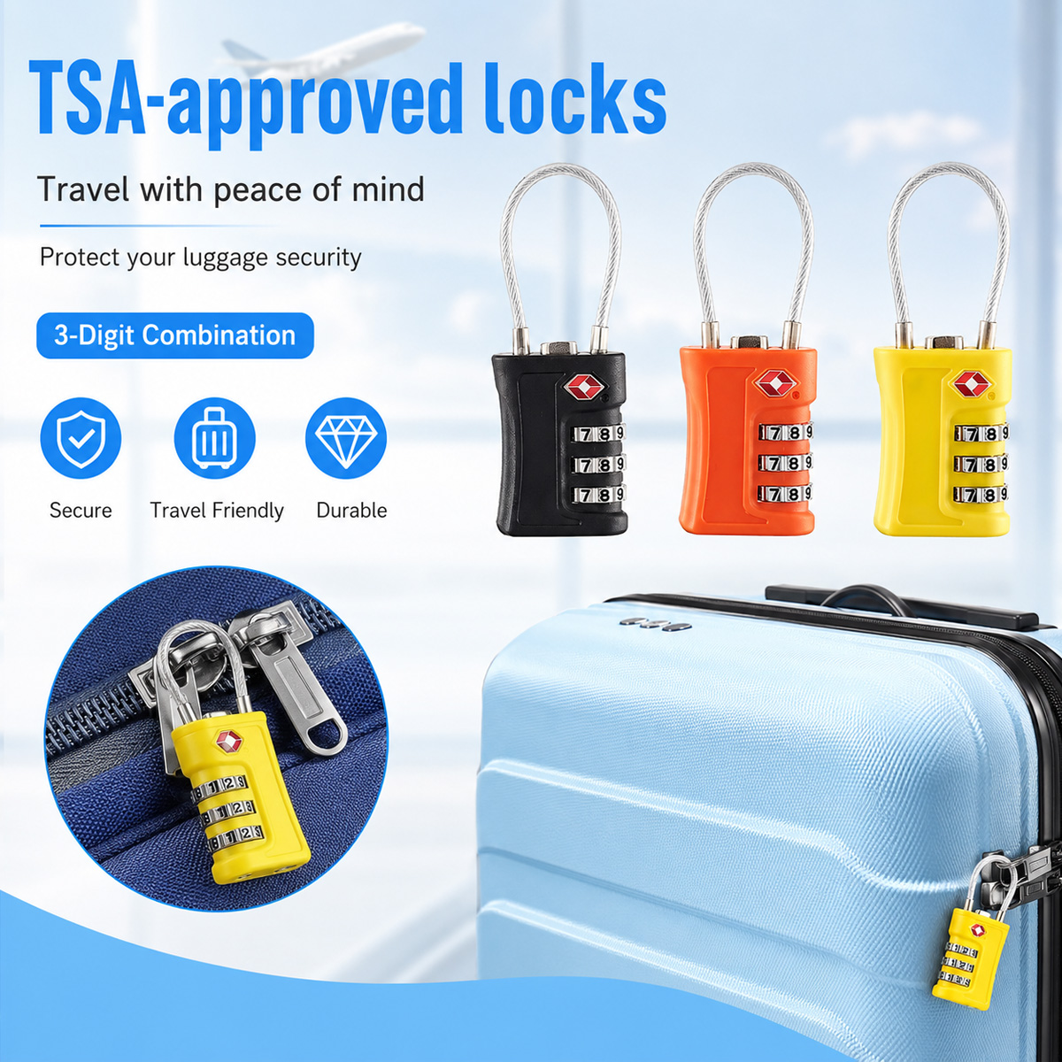Home Gym Necessities - TSA Onaylı Bagaj Kilidi 3 Haneli