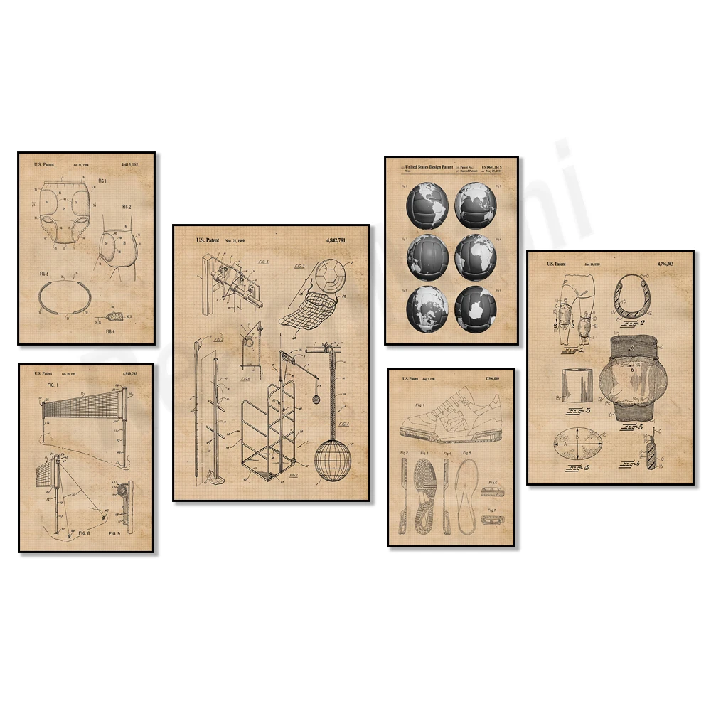 Home Gym Japan - Vintage Voleybol Patent Baskı Posteri, Ev