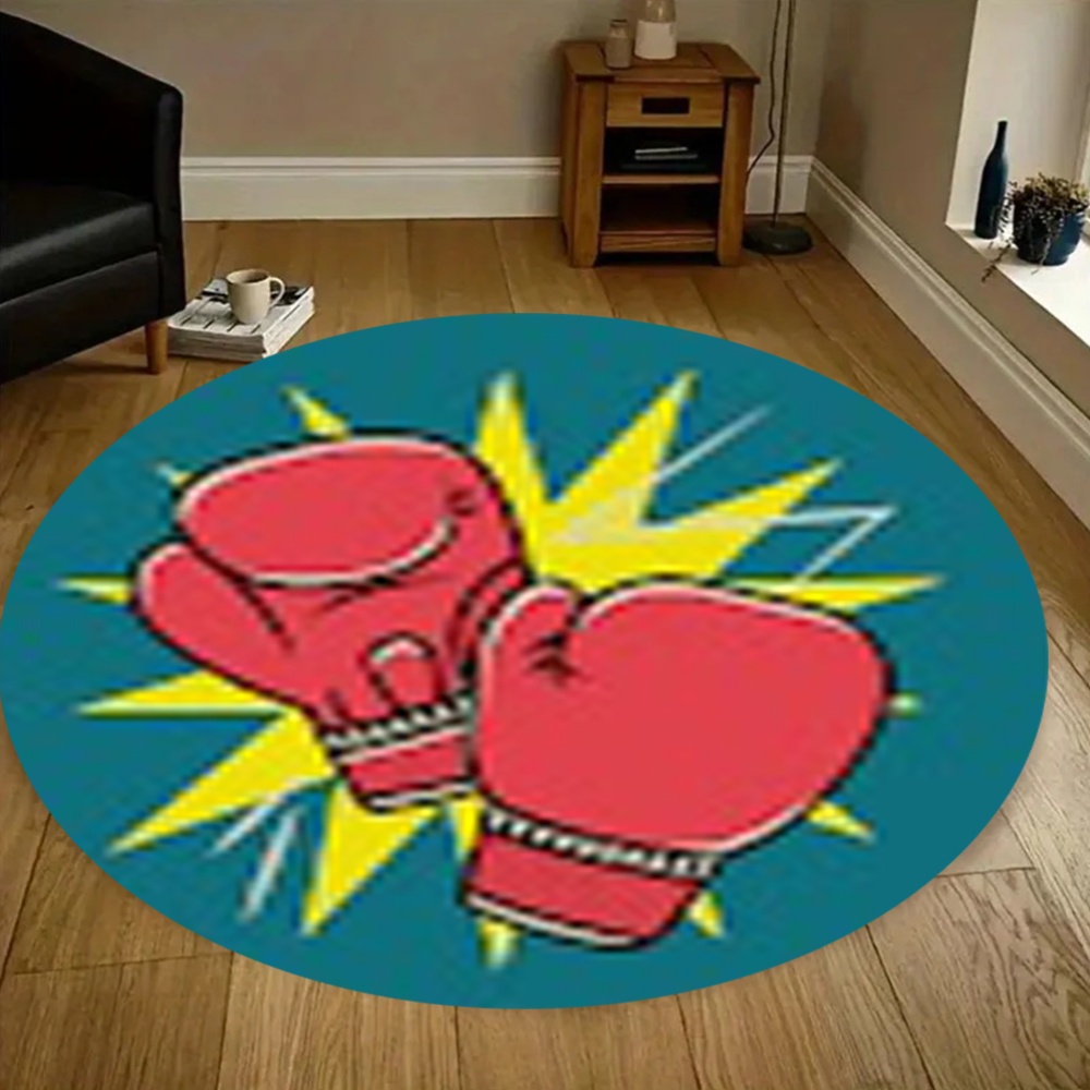 Home Zone Gym - Çizgi Roman Boks Eldivenleri Yuvarlak Halı