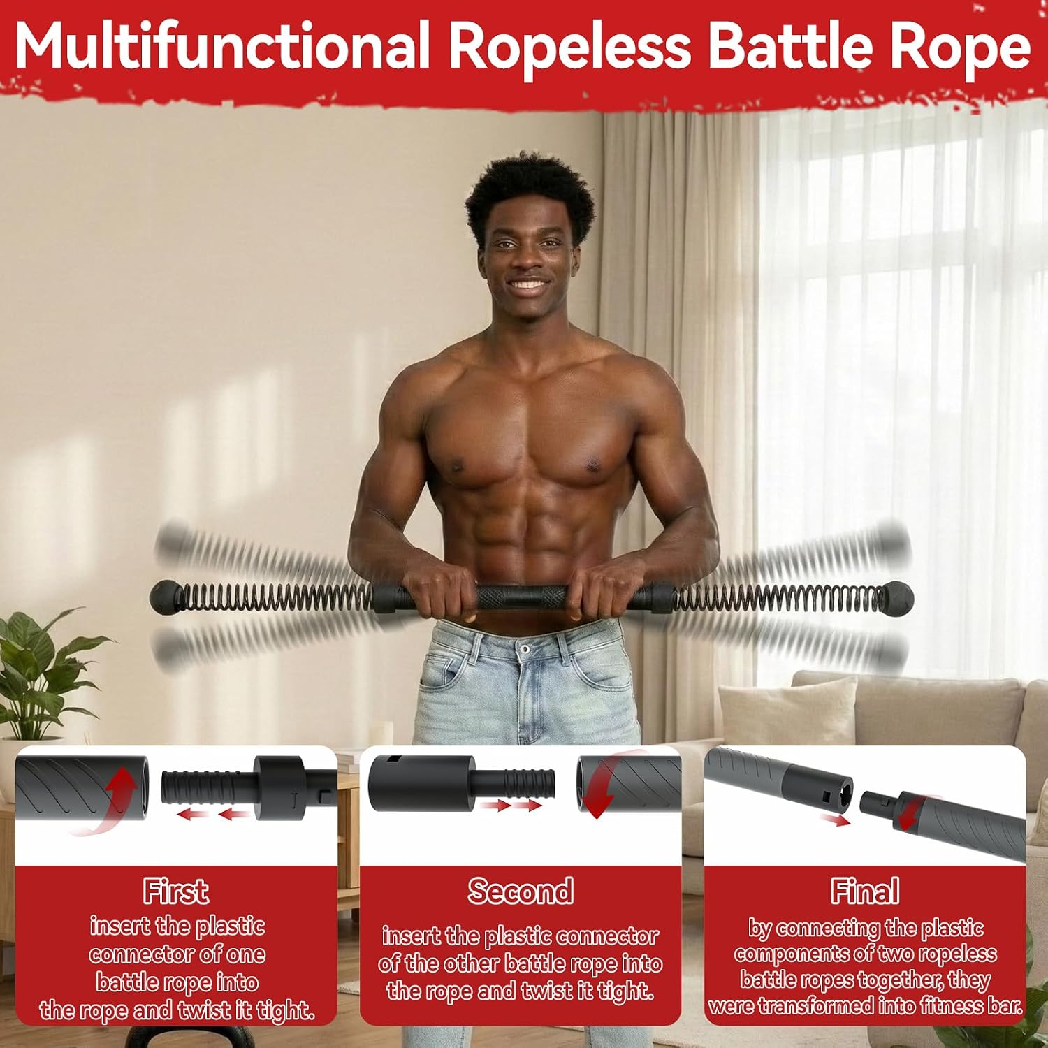 Home Gym Workout Equipment - 2'si 1 Arada Geliştirilmiş Kablosuz Battle